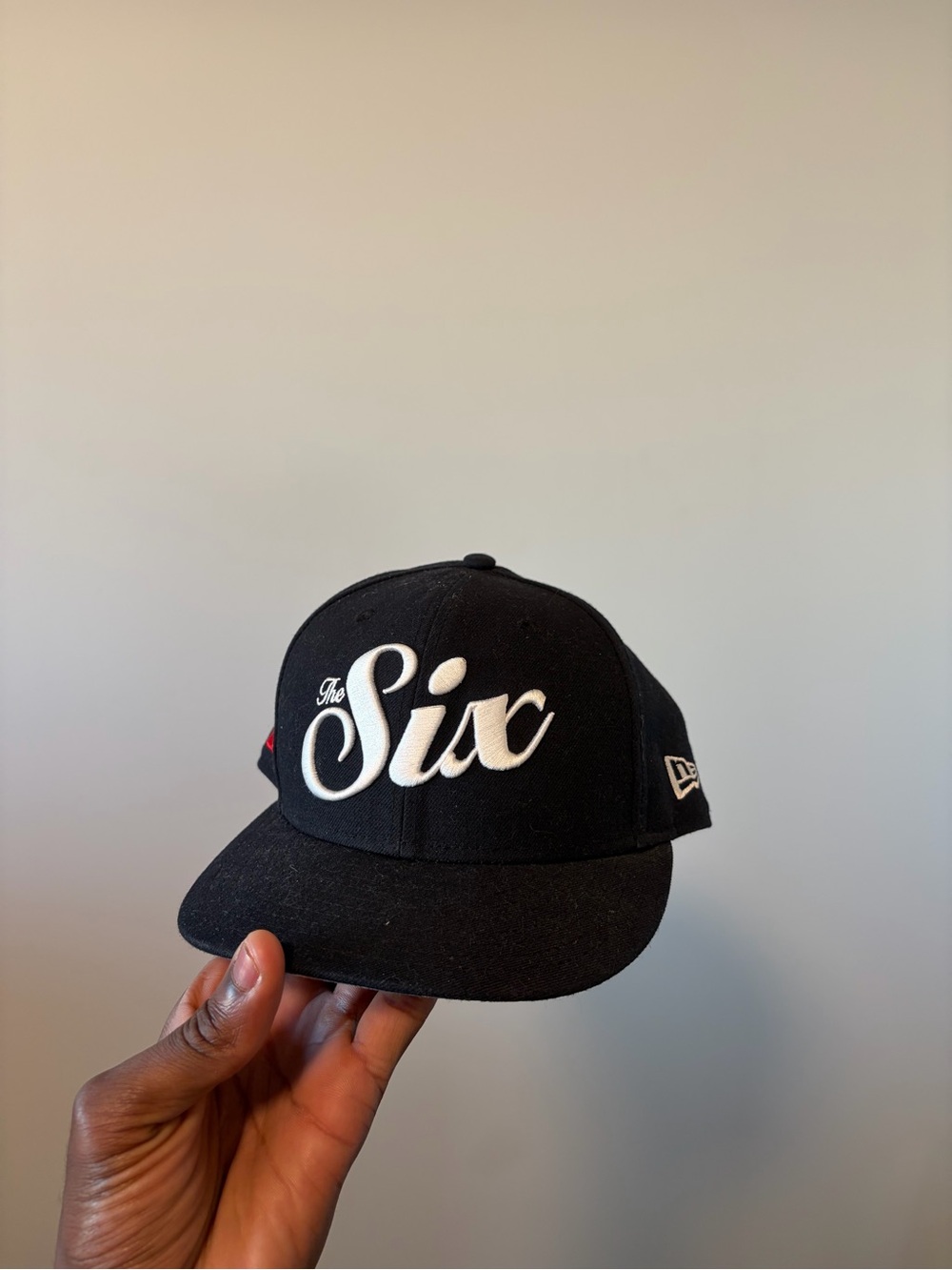 New Era Black Cap with White "The Six" Script